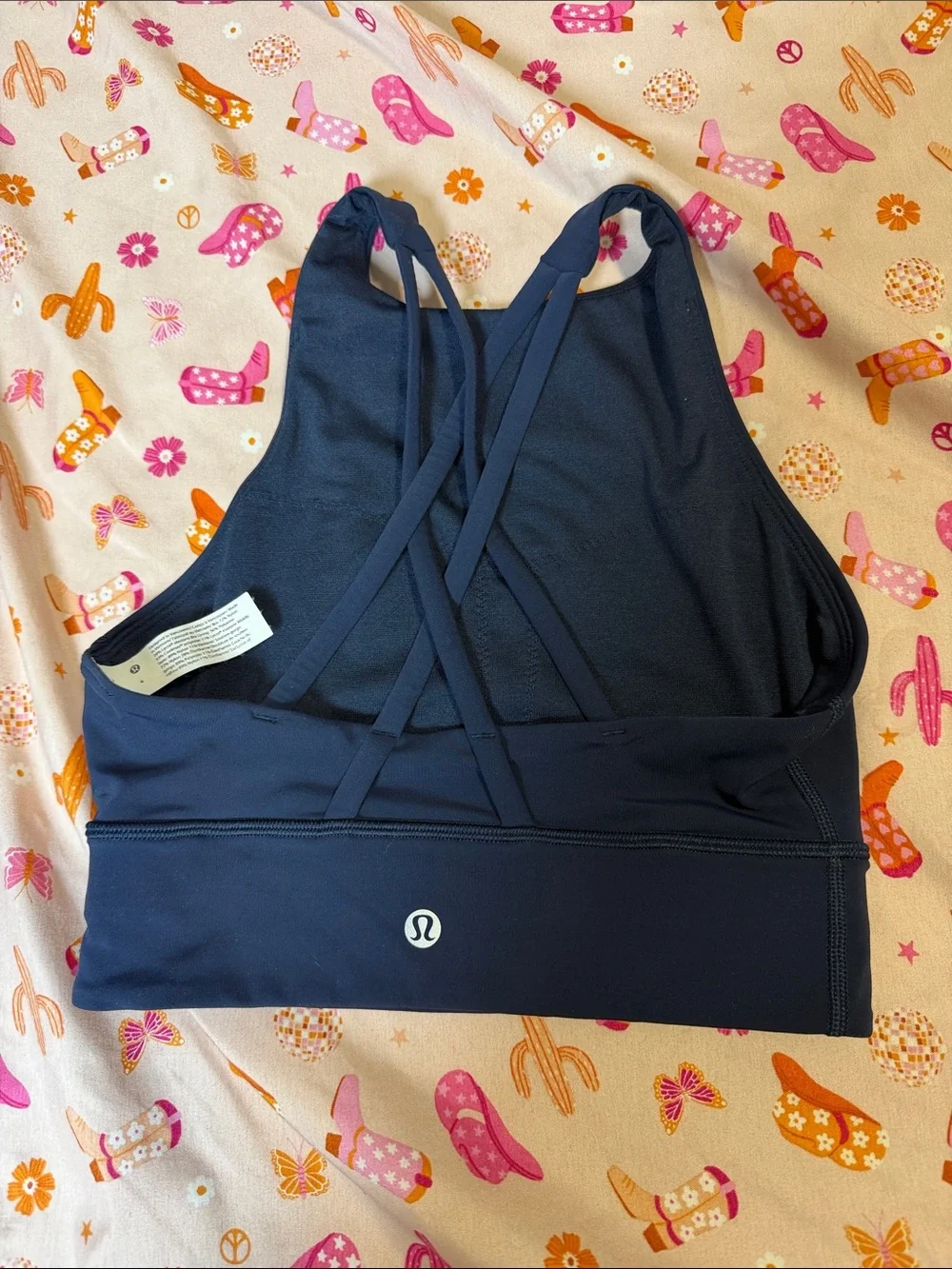lululemon dark navy strappy crisscross sports bra